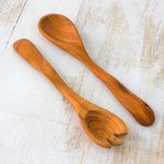 Cedar salad serving set, 'Forest Whisper' (pair) - Collectible Wood Salad Serving Set