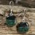 Jade dangle earrings, 'Duality' - Fair Trade Sterling Silver Jade Dangle Earrings thumbail