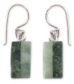 Jade dangle earrings, 'Life' - Unique Good Luck Dangle Jade Earrings