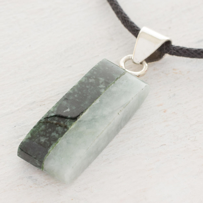 Jade pendant necklace, 'Life' - Artisan Crafted Cotton Cord Jade Pendant Necklace