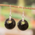 Jade dangle earrings, 'Black Maya Moon' - Fair Trade Jade Dangle Earrings with 925 Silver thumbail
