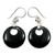 Jade dangle earrings, 'Black Maya Moon' - Fair Trade Jade Dangle Earrings with 925 Silver