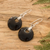 Jade dangle earrings, 'Black Maya Moon' - Fair Trade Jade Dangle Earrings with 925 Silver (image 2b) thumbail