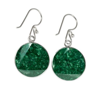 Jade dangle earrings, 'Green Moon' - Sterling Silver Jade Dangle Earrings