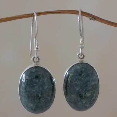 Jade dangle earrings, 'Maya Treasure' - Jade dangle earrings