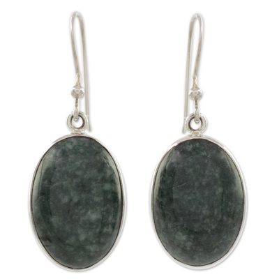 Jade dangle earrings, 'Maya Treasure' - Jade dangle earrings