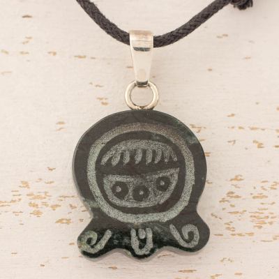Unicef Market Maya Glyph In Hand Carved Jade Pendant Necklace Protectress - Mayan Glyph Pendant