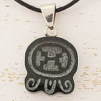 Jade pendant necklace, 'Maya Warrior Strength'