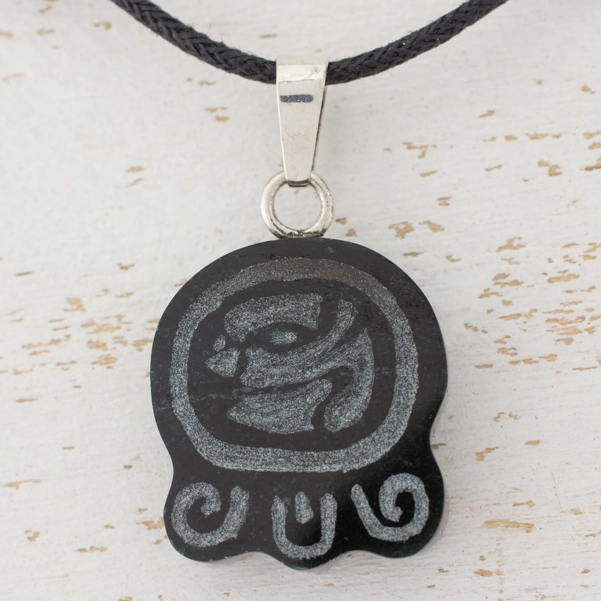 Duality NOVICA Jade .925 Sterling Silver Leather Pendant Necklace 18 Duality NOVICA Jade .925 Sterling Silver Leather Pendant Necklace 18