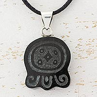 Jade pendant necklace, 'Maya Seed' - Collectible Women's Jade Necklace with Cotton Cord