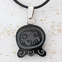 Jade pendant necklace, 'Maya Justice' - Maya Justice Handcrafted Jade Glyph Necklace
