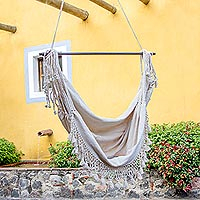 Cotton hammock swing, 'Take Me to the Clouds' - Hand Crafted Cotton Hammock Swing from Guatemala