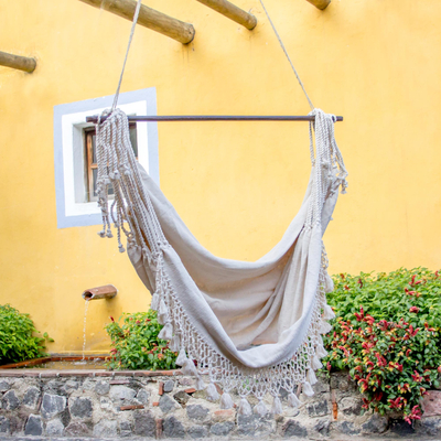 Cotton hammock swing, 'Take Me to the Clouds' - Hand Crafted Cotton Hammock Swing from Guatemala