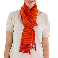 Cotton scarf, 'Citrus Fantasy' - Unique Orange Cotton Scarf