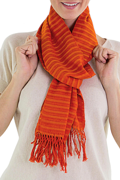 Bufanda de algodón - Bufanda de algodón naranja única