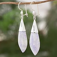 Jade dangle earrings, 'Maya Lance of Twilight'