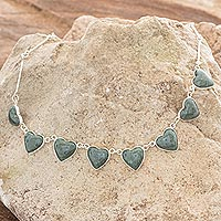 Jade heart necklace, 'Love Immemorial'