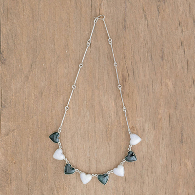 Jade heart necklace, 'Soul Mates' - Women's Heart Shaped Jade and Sterling Silver Necklace
