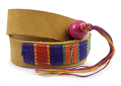 Hand Crafted Central American Leather Cotton Wrap Bracelet