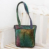 Bamboo chenille shoulder bag, Forest Rainbow