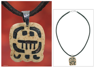 Men's volcanic ash pendant necklace, 'A'j' - Men's volcanic ash pendant necklace