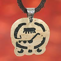 Men's volcanic ash pendant necklace, 'Keme' - Men's volcanic ash pendant necklace