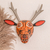 Wood mask, 'Orange Maya Deer' - Handcrafted Wood Animal Mask Wall Sculpture (image 2) thumbail