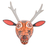 Wood mask, 'Orange Maya Deer' - Handcrafted Wood Animal Mask Wall Sculpture thumbail