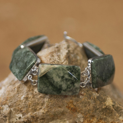Jade link bracelet, 'Maya Princess' - Jade link bracelet