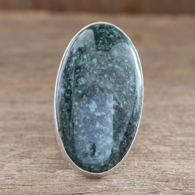Jade cocktail ring, 'Maya Virtues' - Jade cocktail ring