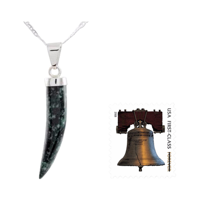 Men's jade pendant necklace, 'Invincible' - Men's Handcrafted Sterling Silver Pendant Jade Necklace