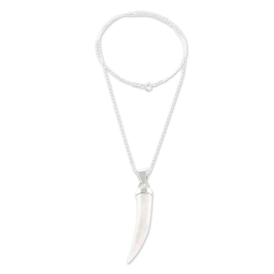 Men's lilac jade pendant necklace, 'Invincible' - Men's Artisan Crafted Sterling Silver Pendant Jade Necklace