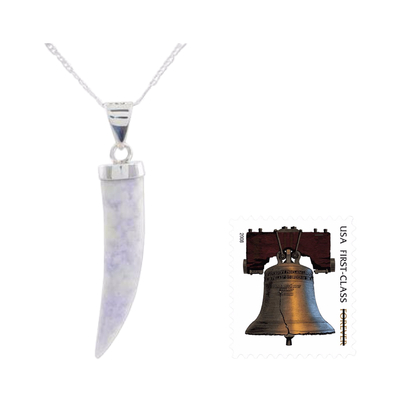 Men's lilac jade pendant necklace, 'Invincible' - Men's Artisan Crafted Sterling Silver Pendant Jade Necklace