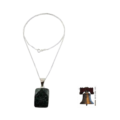 Jade pendant necklace, 'Maya Empress' - Sterling Silver Pendant Jade Necklace