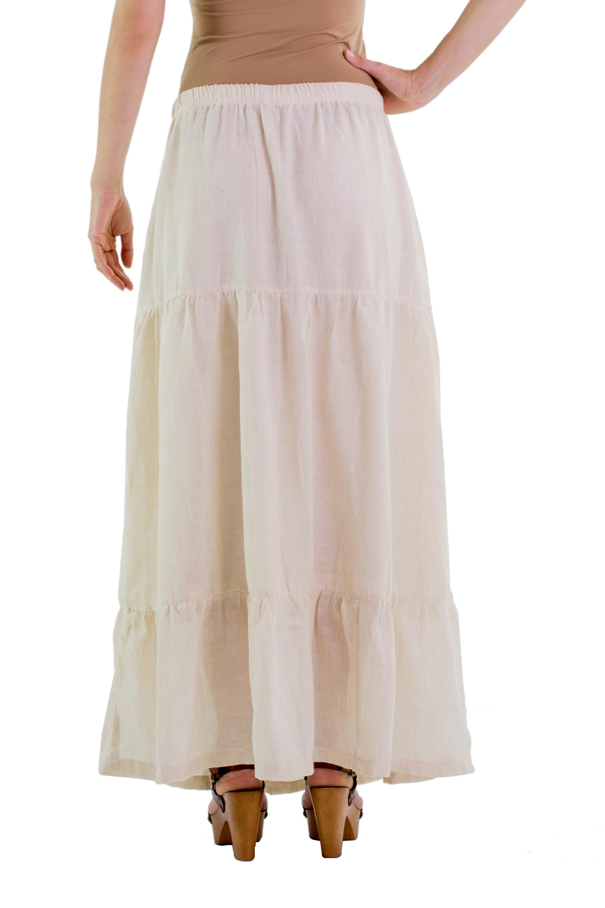 Women's Long Tiered Cotton Skirt - Naturally Modern | NOVICA
