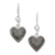 Jade heart earrings, 'Wild Heart' - Hand Made Heart Shaped Sterling Silver Dangle Jade Earrings thumbail