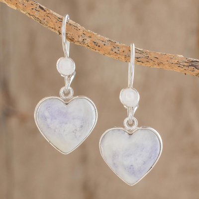 Jade heart earrings, Lilac Love Immemorial