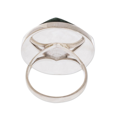 Jade cocktail ring, 'Love's Cycles in Dark Green' - Jade cocktail ring