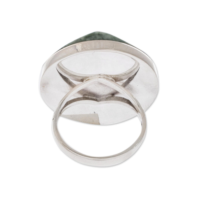 Jade cocktail ring, 'Love's Cycles in Light Green' - Jade cocktail ring