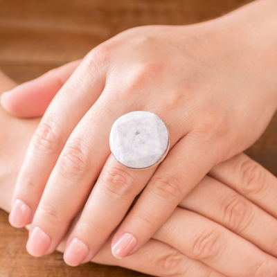 Jade cocktail ring, 'Love's Cycles in Lilac' - Handcrafted Sterling Silver Jade Cocktail Ring