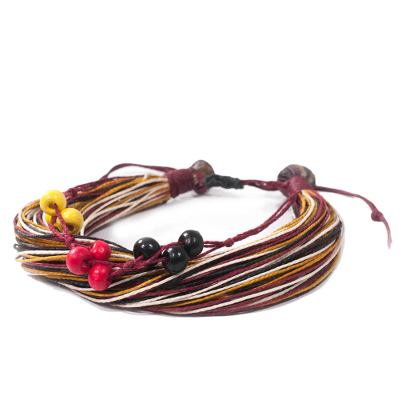 Handcrafted Adjustable Cotton and Wood Bracelet