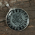 Jade pendant, 'Maya Calendar' - Sterling Silver Jade Pendant from Central America thumbail