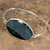 Jade bangle bracelet, 'Modernity' - Modern Sterling Silver Bangle Jade Bracelet (image 2) thumbail