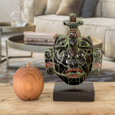 Jade mask, 'Maya King of Tikal' (large) - Classic Maya Replica Jade Mask from Tikal (Large)