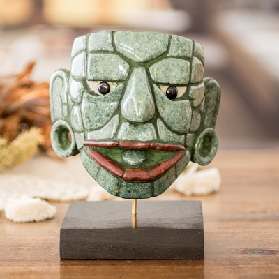 Jade mask, 'Maya Lord of El Naranjo' (large) - Jade Maya Archaeology Museum Replica Maya Mask