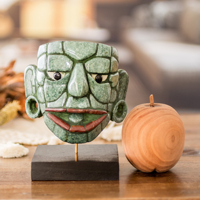 Jade mask, 'Maya Lord of El Naranjo' (large) - Jade Maya Archaeology Museum Replica Maya Mask
