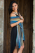 Rayon shawl, 'Ocean Muse' - Handloomed Women's Bamboo fibre Patterned Shawl thumbail