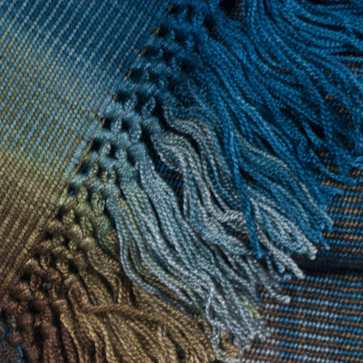 Rayon shawl, 'Ocean Muse' - Handloomed Women's Rayon Patterned Shawl