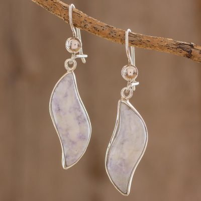 Lilac jade dangle earrings, 'Floating in the Breeze' - Collectible Sterling Silver Dangle Jade Earrings