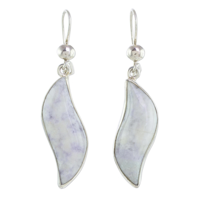 Lilac jade dangle earrings, 'Floating in the Breeze' - Collectible Sterling Silver Dangle Jade Earrings